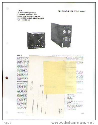 Fiche Marine Nationale Répondeur IFF Type 3560 J - L.M.T Boulogne Billancourt - Equipaggiamento