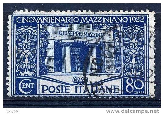 1922 Giuseppe Mazzini 80 Cent. Sassone Nn. 130 Usato / Used - Gebraucht