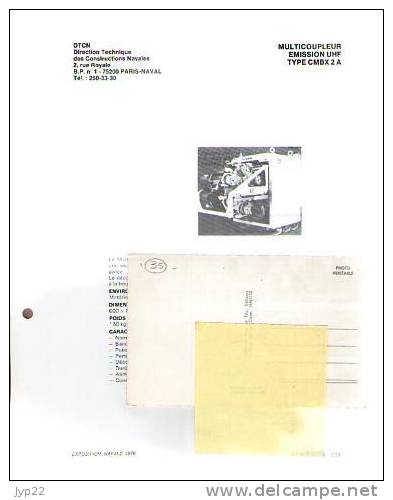 Fiche Marine Nationale Multicoupleur Emission UHF Type CMBX 2 A - DTCN Paris - Uitrusting