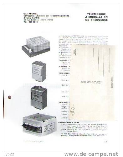 Fiche Marine Nationale Télémesure à Modulation De Fréquence - C.I.T. Alcatel ParisLaboratoires De Marcoussis - Equipo