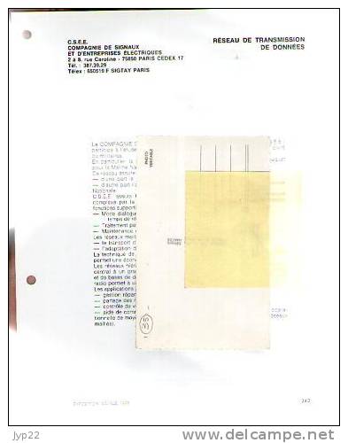 Fiche Marine Nationale Réseau De Transmission De Signaux - CSEE Paris - Uitrusting