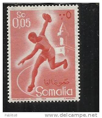 SOMALIA AFIS 1958 SPORT SPORTS LANCIO DEL DISCO CENT. 5 0,05c MNH - Somalie (AFIS)