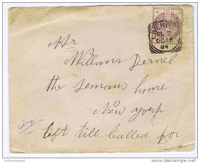 Great Britain: Cover 1884 Liverpool To New York, Seamans Home: Left Till Called For, Reverse PAID PO All, And NY Cancel - Poststempel