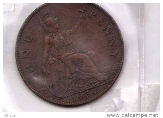 REGNO UNITO/UNITED KINGDOM GIORGIO V/GEORGE V ONE PENNY, 1934, 9,2 G (BR.), 30 MM, BB/VF, SEABY 4055 - Frans Guinee