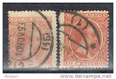 Dos Sellos 10 Cts Alfonso XIII 1889, Variedad Color, Num 218 Y 218a º - Usados