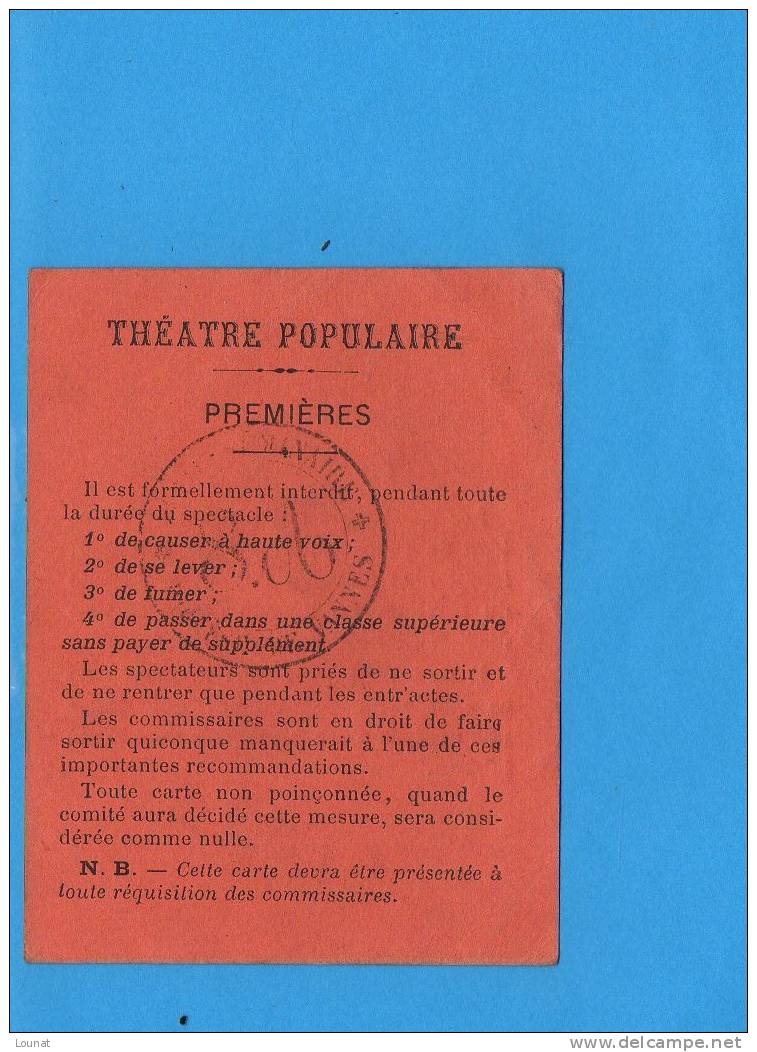 Théâtre Populaire - Premières - Programmes