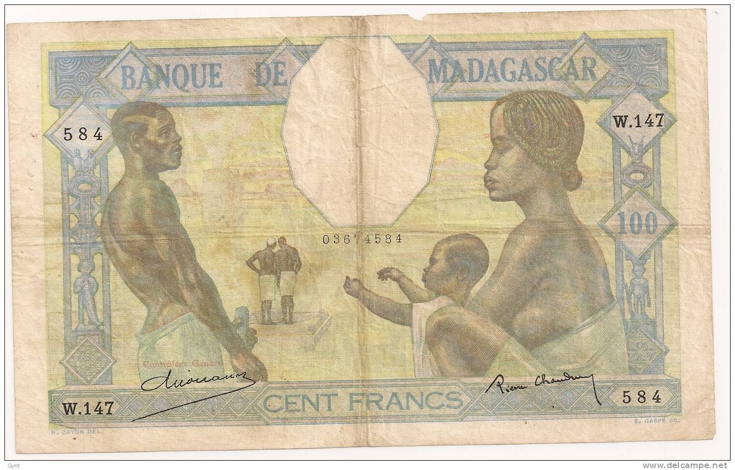 MADAGASCAR  100 Frs KOLSKY 813 B  1928 - Madagaskar