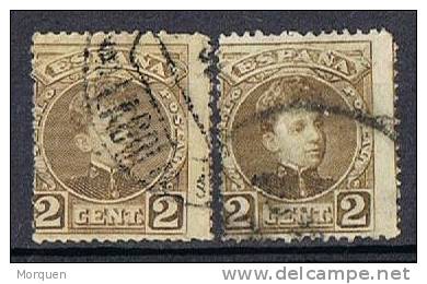 Dos Sellos 2 Cts Alfonso XIII 1901. Variedad Numeracion, Num 241 I º - Usados