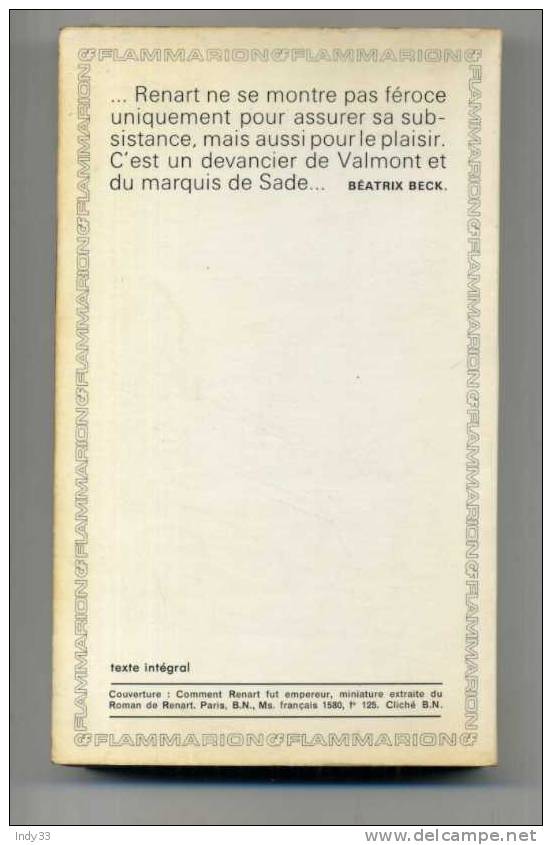 -  LE ROMAN DE RENART  . GARNIER FLAMMARION 1970 . - Autores Franceses