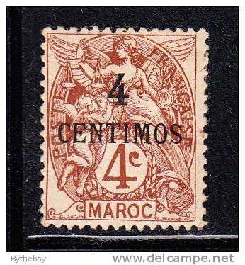 French Morocco MH Scott #14 4c On 4c Yellow Brown - Unused Stamps