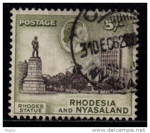 Rhodesia And Nysaland Used 1959, 5/-s  Statue - Rhodesia & Nyasaland (1954-1963)