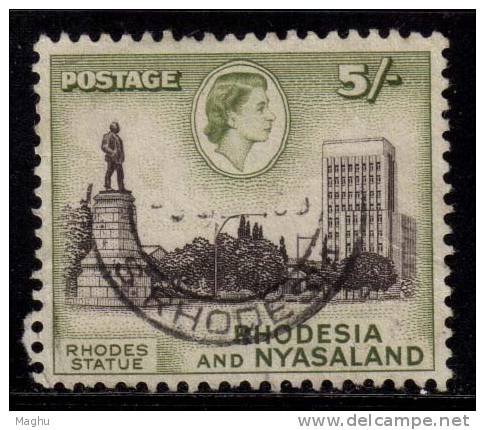 Rhodesia And Nysaland Used 1959, 5/-s  Statue - Rhodésie & Nyasaland (1954-1963)