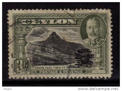 Ceylon Used 1935, 3c KG V, Adams Peak - Ceylan (...-1947)
