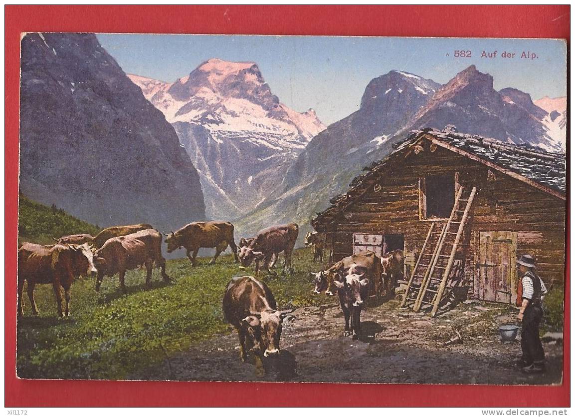 K933 Auf Der Alp, Kuhe, Vaches Et Berger.Rosenlaui. Léger Pli Angle Inf. Droit.Non Circulé.Photoglob 582 - Other & Unclassified