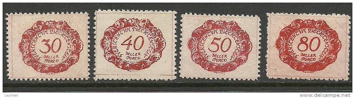LIECHTENSTEIN 1920 Portomarken Postage Due Michel 6 - 9 * - Portomarken