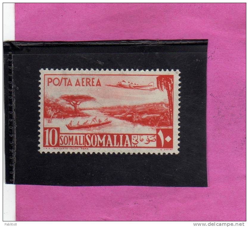 SOMALIA AFIS 1950 1951 POSTA AEREA AIR MAIL VEDUTA VIEW SOMALI 10 S MNH - Somalia (AFIS)