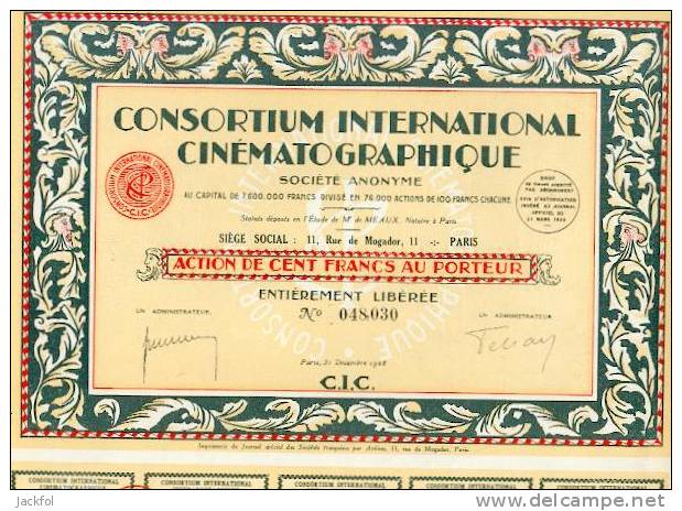 Consortium International Cinématographique - Cinéma & Théatre