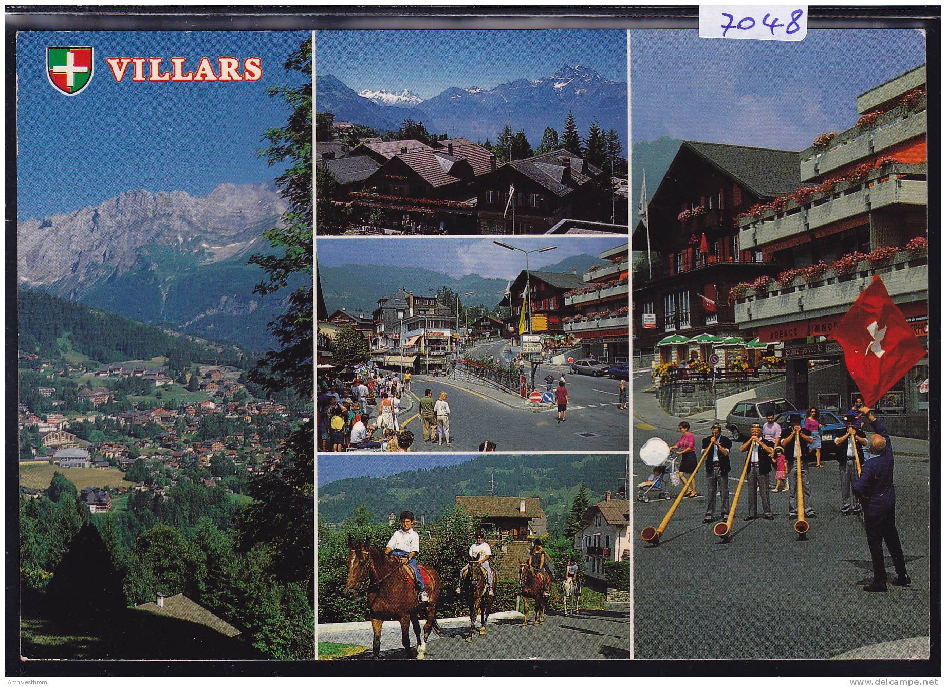 Villars (sur Ollon) - Multivues - Chevaux - Cors Des Alpes ; Grand Format 10 / 15 (7048) - Ollon