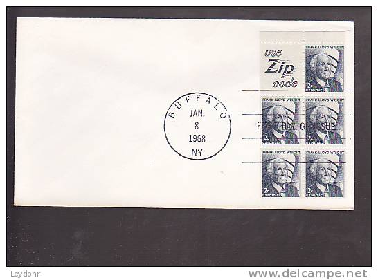 FDC Frank Lloyd Wright - 5 Plus Zip Code - 1968 - 1961-1970