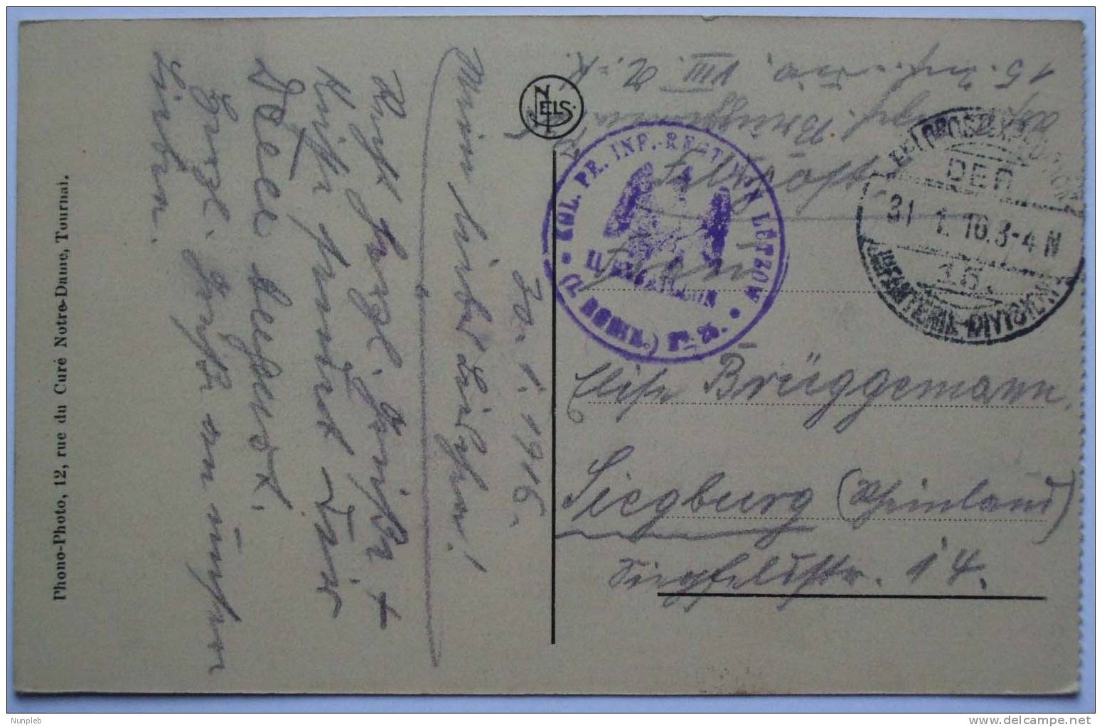 1916 DR GERMANY FELDPOST POSTCARD ARRAS FRANCE TO SIEGBURG WITH LUTZOW MILITARY POSTMARK - Briefe U. Dokumente