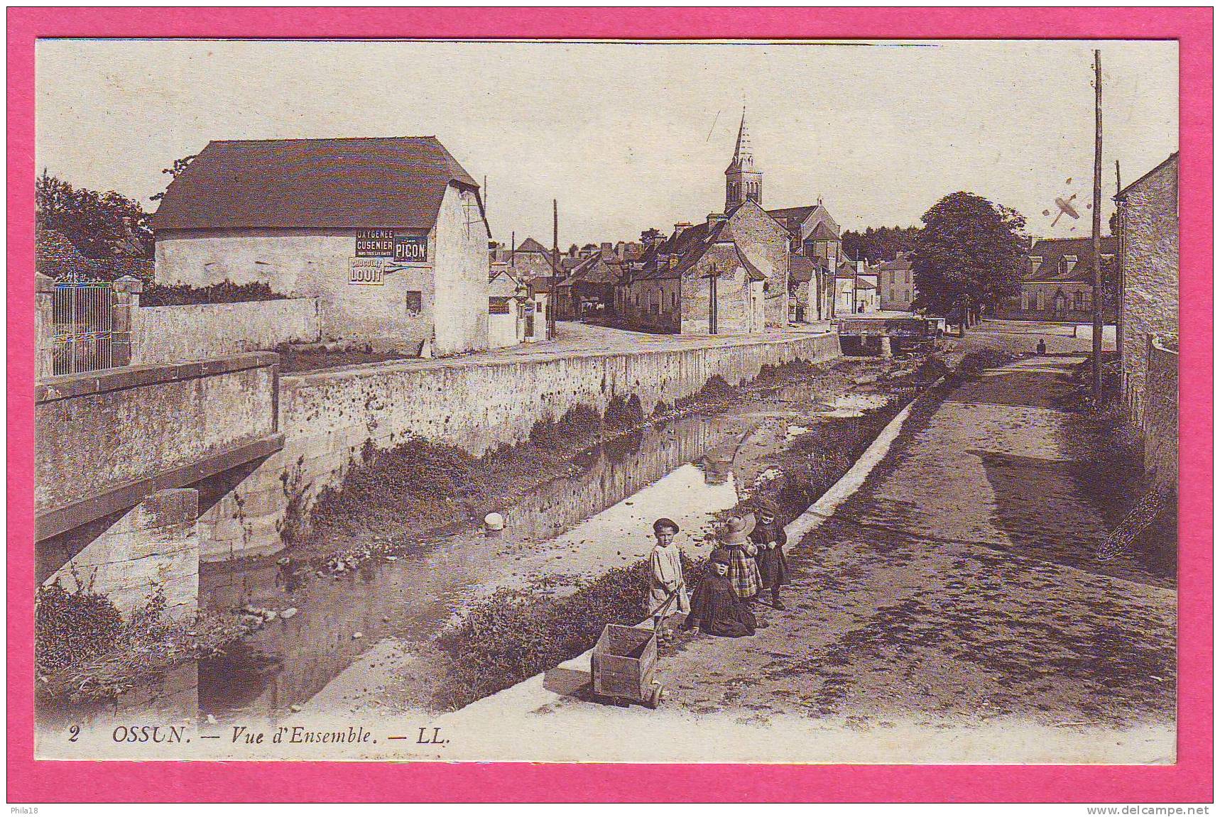 2  OSSUN   Vue D´ensemble  Enfants Jouant     Pub  PICON -   CHOCOLAT  LOUIT - OXYGENEE CUSENIER - Ossun