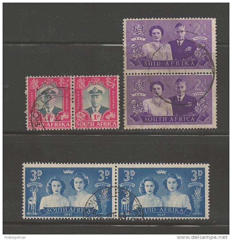 SOUTH AFRICA UNION 1947 Used Pair Stamps Royal Visit Nrs. 181-186 - Used Stamps