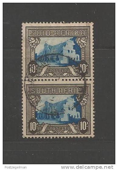 SOUTH AFRICA UNION  1933 Used Pair Stamp(s)  "hyphenated" Afr. 10Sh Blue-sepia Nr. 63  #12257 - Usados