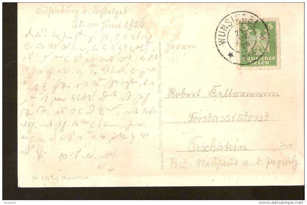 Germany, Luisenburg I. Fichtelgebirge - Passed Post In 1926 - Original-Eigentum Gebr. Metz, Tubingen - Wunsiedel