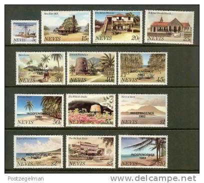 NEVIS 1983 MNH Stamp(s) Independence Overprints 13 Values - St.Kitts And Nevis ( 1983-...)
