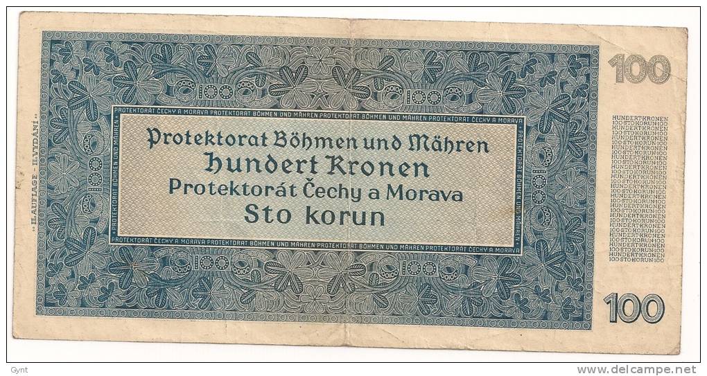TCHECOSLOVAQUIE 100 Couronnes PROTECTORAT 1940 - Tsjechoslowakije