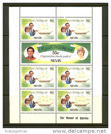 NEVIS 1981 MNH Stamp(s) 3 Sheets Charles & Diana Wedding 61-64 - Royalties, Royals