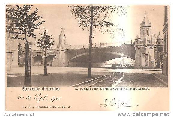 65059)cartolina Illustratoria Souvenir D'Anversa - Passaggio Boulevard Leopold - Altri & Non Classificati