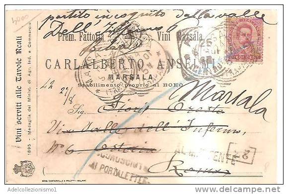 65063)cartolina C. Anselmi Di Marsala Con 10c Umberto Più Annullò 23/8/1901 - Marsala