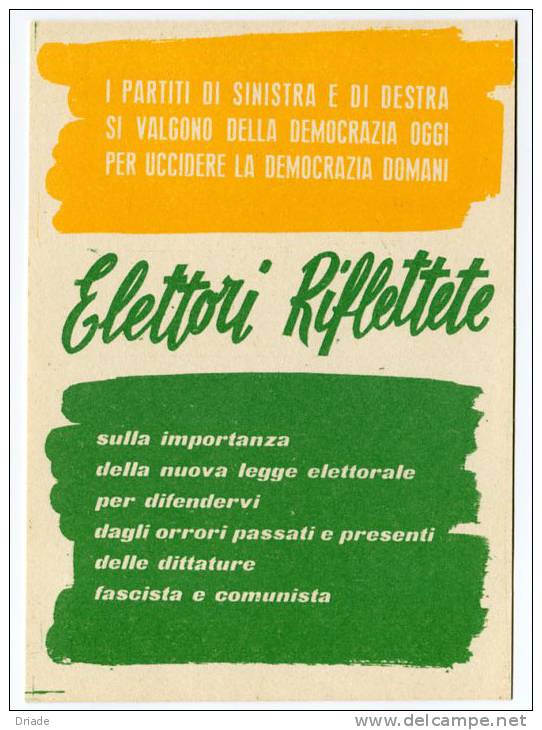 CARTOLINA FORMATO GRANDE POLITICA DEMOCRAZIA CRISTIANA PARTITO POLITICO ELEZIONI - Partidos Politicos & Elecciones