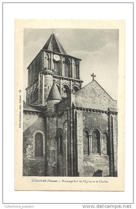 Cp, 86, Lusignan, Transept Sud De L'Eglise Et Le Clocher - Lusignan