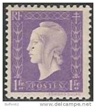 F - France (1945-47) - "Série De Londres, Marianne De Dulac". Taille-douce.  Y&T N°689. 1f. Lilas. - 1944-45 Marianne Van Dulac