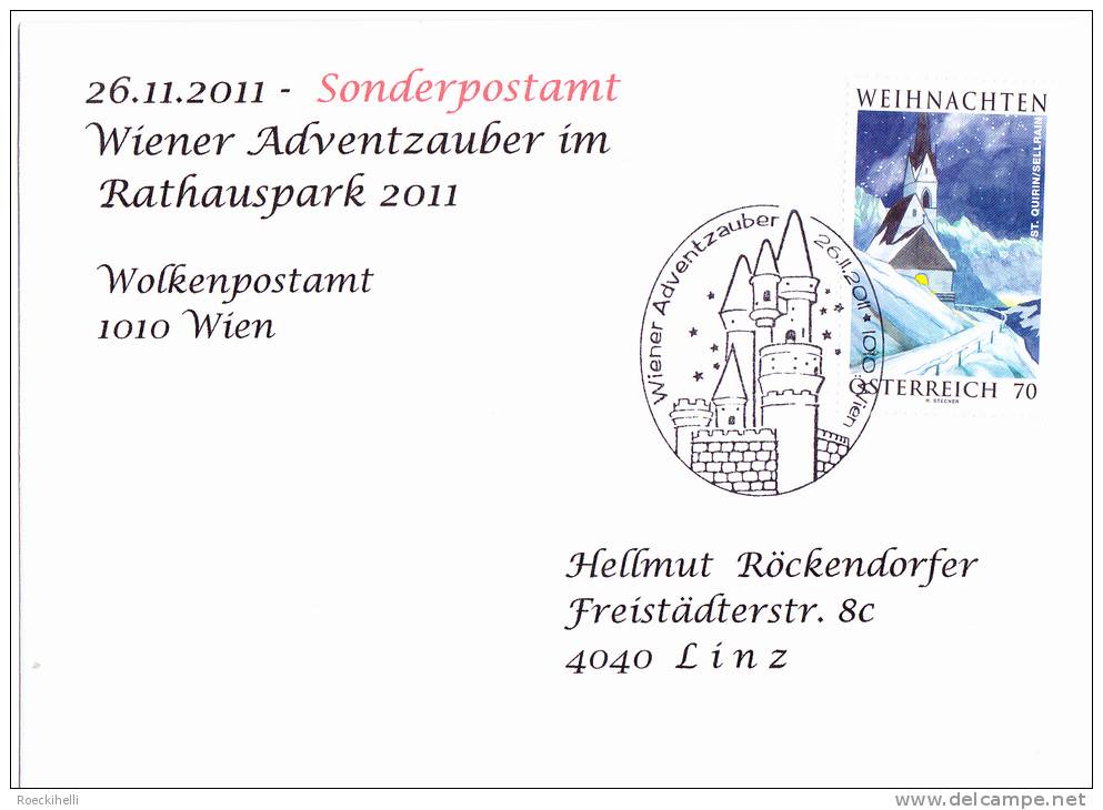 26.11.2011 -  Sonderstempelbeleg  "Wiener Adventzauber Im Rathauspark"  -  Siehe Scan (sst 26112011 Adv) - Covers & Documents