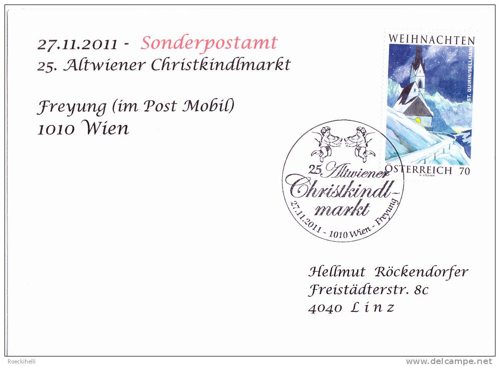 27.11.2011 -  Sonderstempelbeleg  "25. Altwiener Christkindlmarkt"  -  Siehe Scan (sst 27112011) - Storia Postale