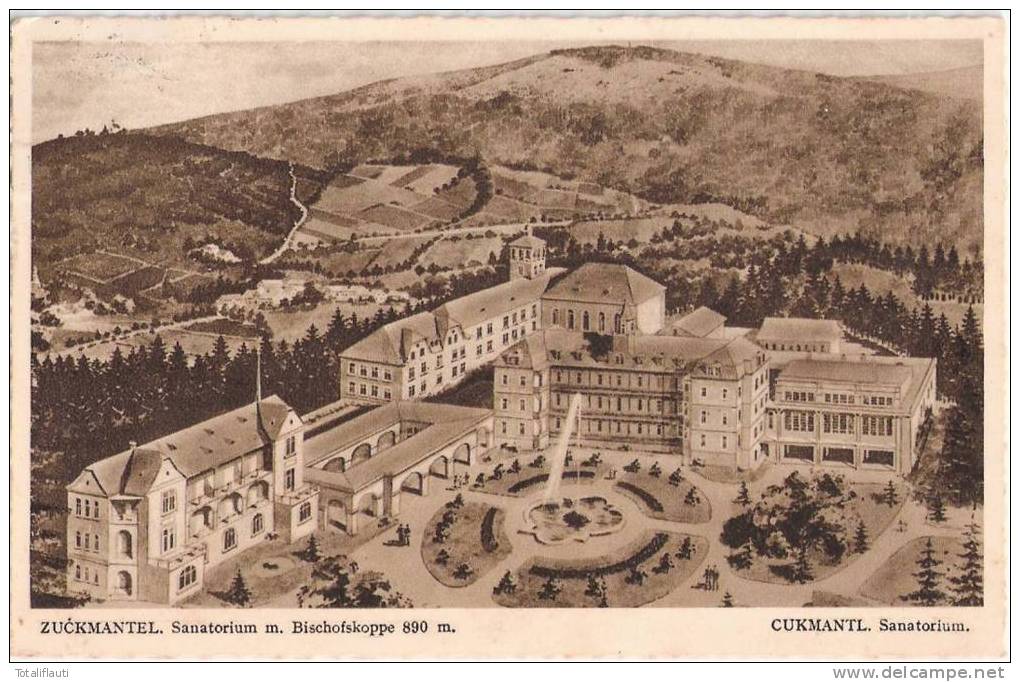 Zuckmantel Sanatorium M Bischofskoppe CUKMANTL Landpost Nebenstempel Petersdorf über Hennersdorf (Ostsudeten) 12.6.1940 - Boehmen Und Maehren