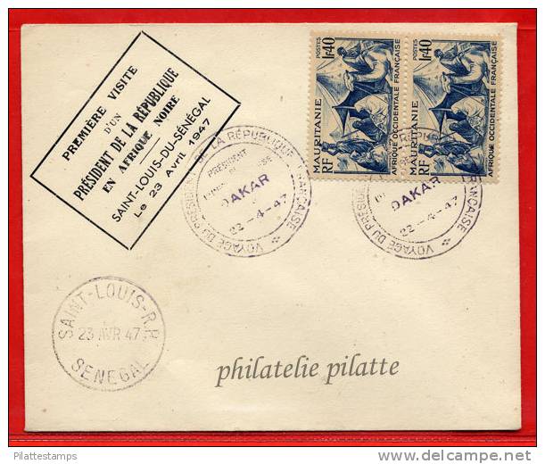 SENEGAL VISITE DU PDT DE LA REPUBLIQUE LETTRE DU 22/04/1947 DE DAKAR COVER - Cartas & Documentos