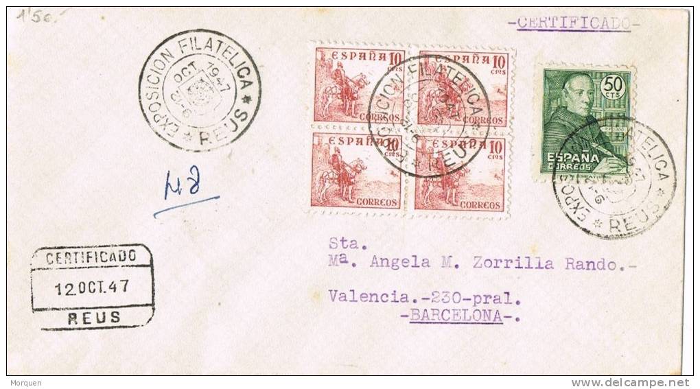 4969. Carta Certificada REUS (Tarragona) 1947 - Covers & Documents