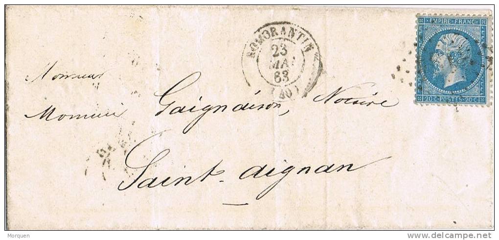 Carta Entera ROMORANTIN 1863 (Francia)  Rombo Numeral 3194 - 1862 Napoleone III