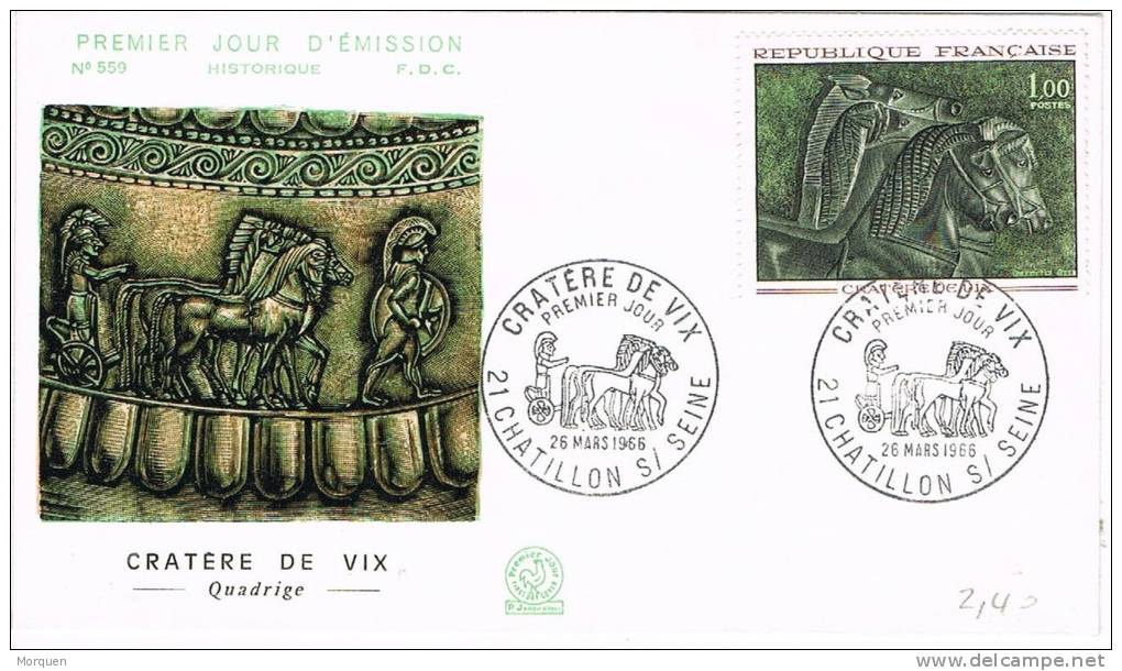 F.D.C. CHATILLON (Francia) 1966. Cratere De Vix, Quadrigue - 1960-1969