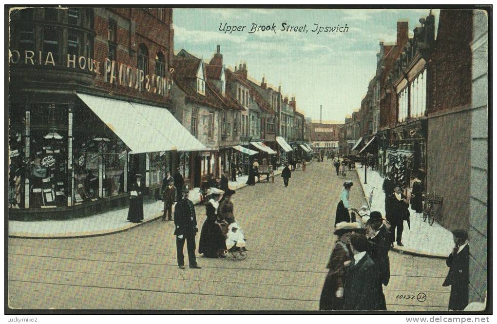 Postcard Upper Brook Street Ipswich  C1920. - Ipswich