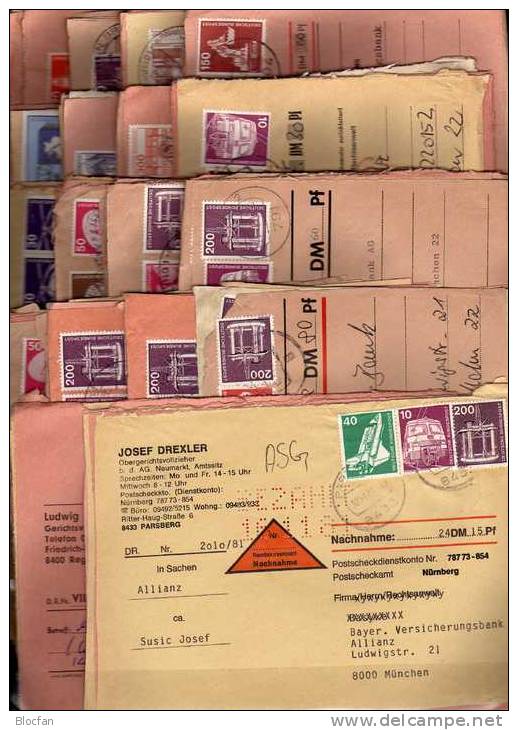 125 BRD Post-Belege über 100€ Verschiedene Originale Archiv Frankatur Erhaltung Unterschiedliche Brief-Stücke Of Germany - Collections (en Albums)