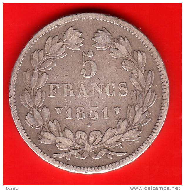 **** 5 FRANCS LOUIS-PHILIPPE 1831 W (LILLE) - TRANCHE EN RELIEF - ARGENT **** EN ACHAT IMMEDIAT !!! - 5 Francs