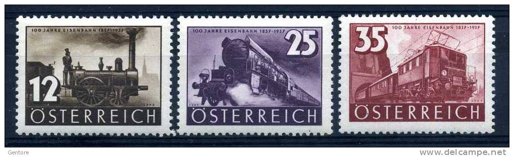 1937   AUSTRIA  100 Years Of The Railways Unificato Cat. N° 503/05  Mint Never Hinged - Unused Stamps