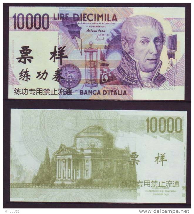 (Replica)China BOC (bank Of China) Training/test Banknote,ITALY ITALIA 10000 Lire Note Specimen Overprint - [ 8] Vals En Specimen