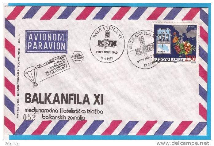 V-5  JUGOSLAVIJA POSTA BALKANFILA 1987 SPECIAL CANCELATION - Fallschirmspringen