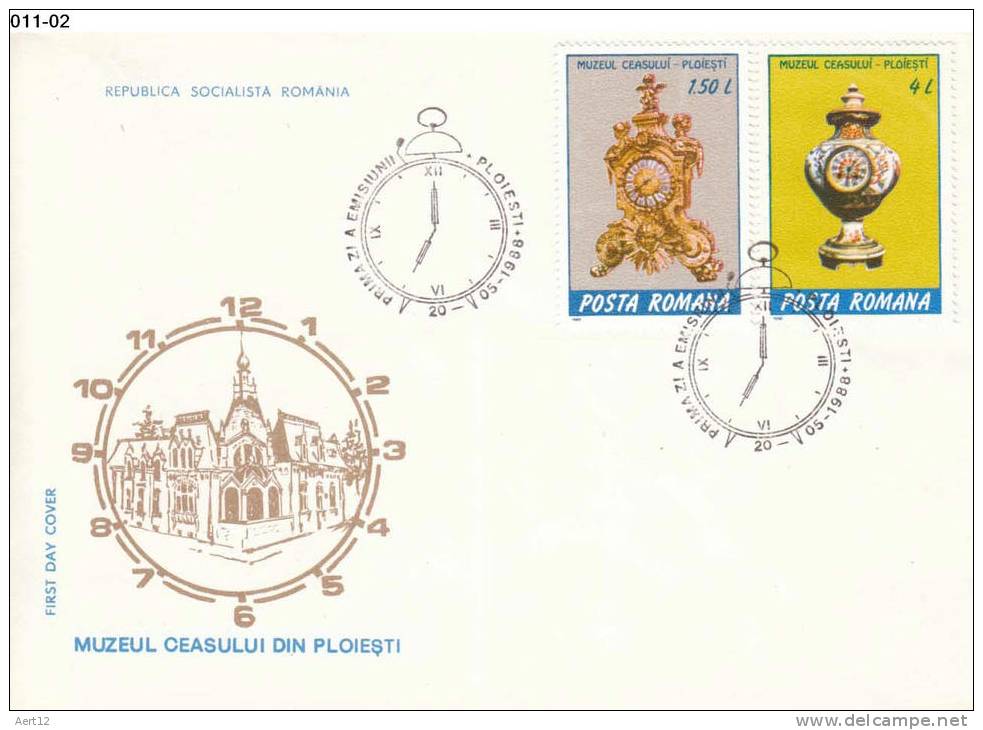 ROMANIA, 1988, 19th-20th Cent. Clocks In The Ceasului Museum, Ploesti; Set Of  3 FDC; Sc. 3518/23. - FDC